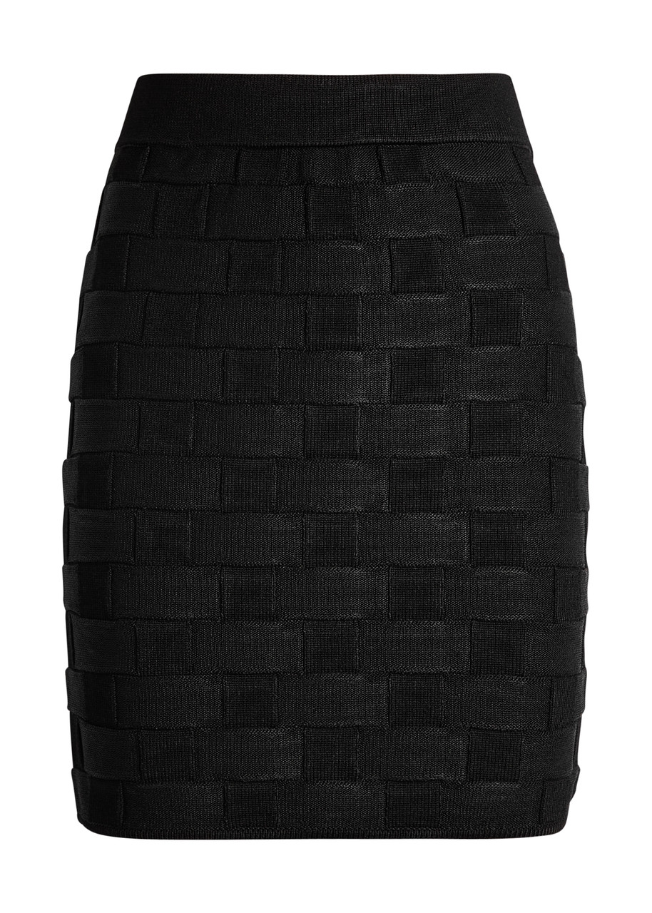 Tove Ash Checked Knit Mini Skirt In Black