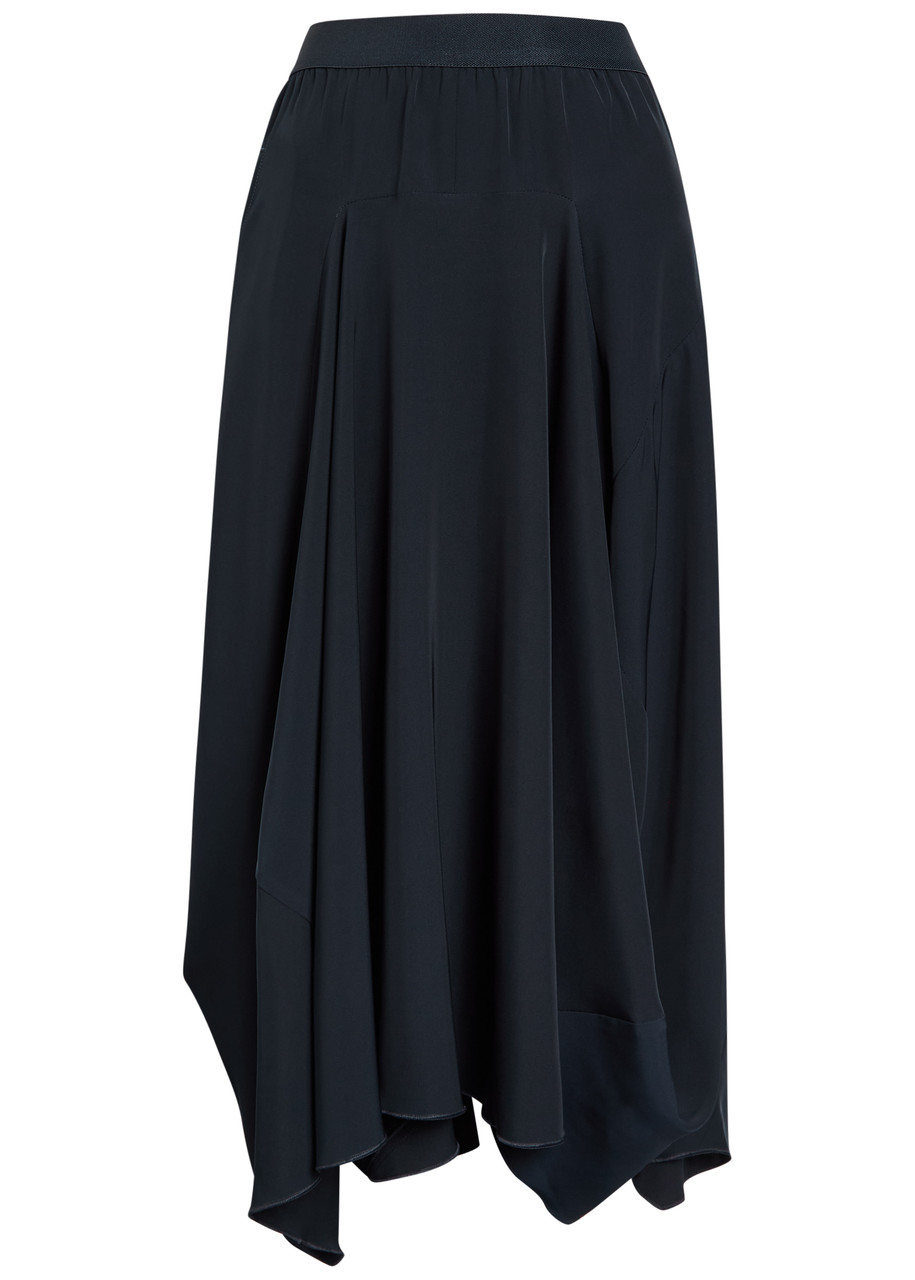 High Aubrey Draped Stretch-jersey Midi Skirt In Blue