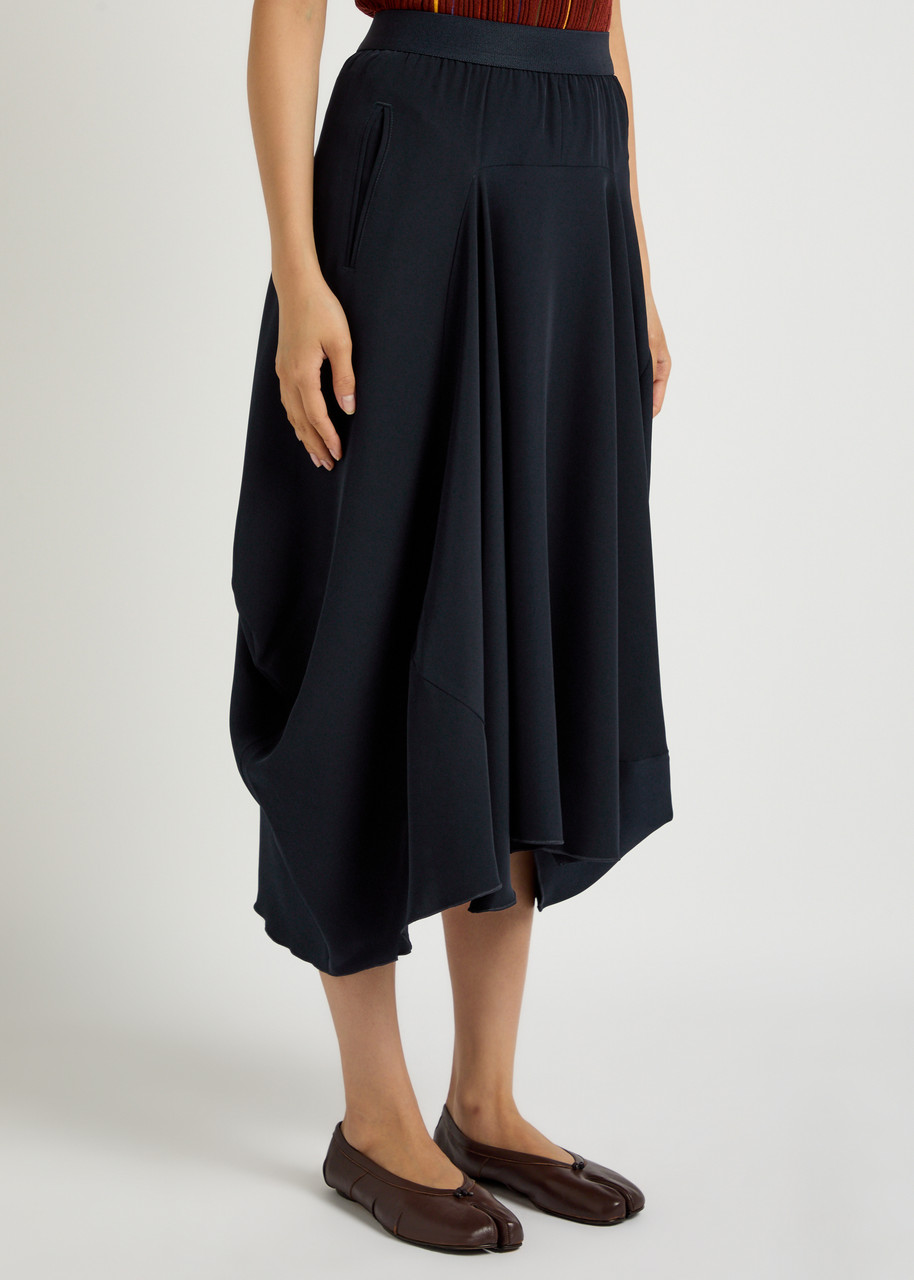 High Aubrey Draped Stretch-jersey Midi Skirt In Blue