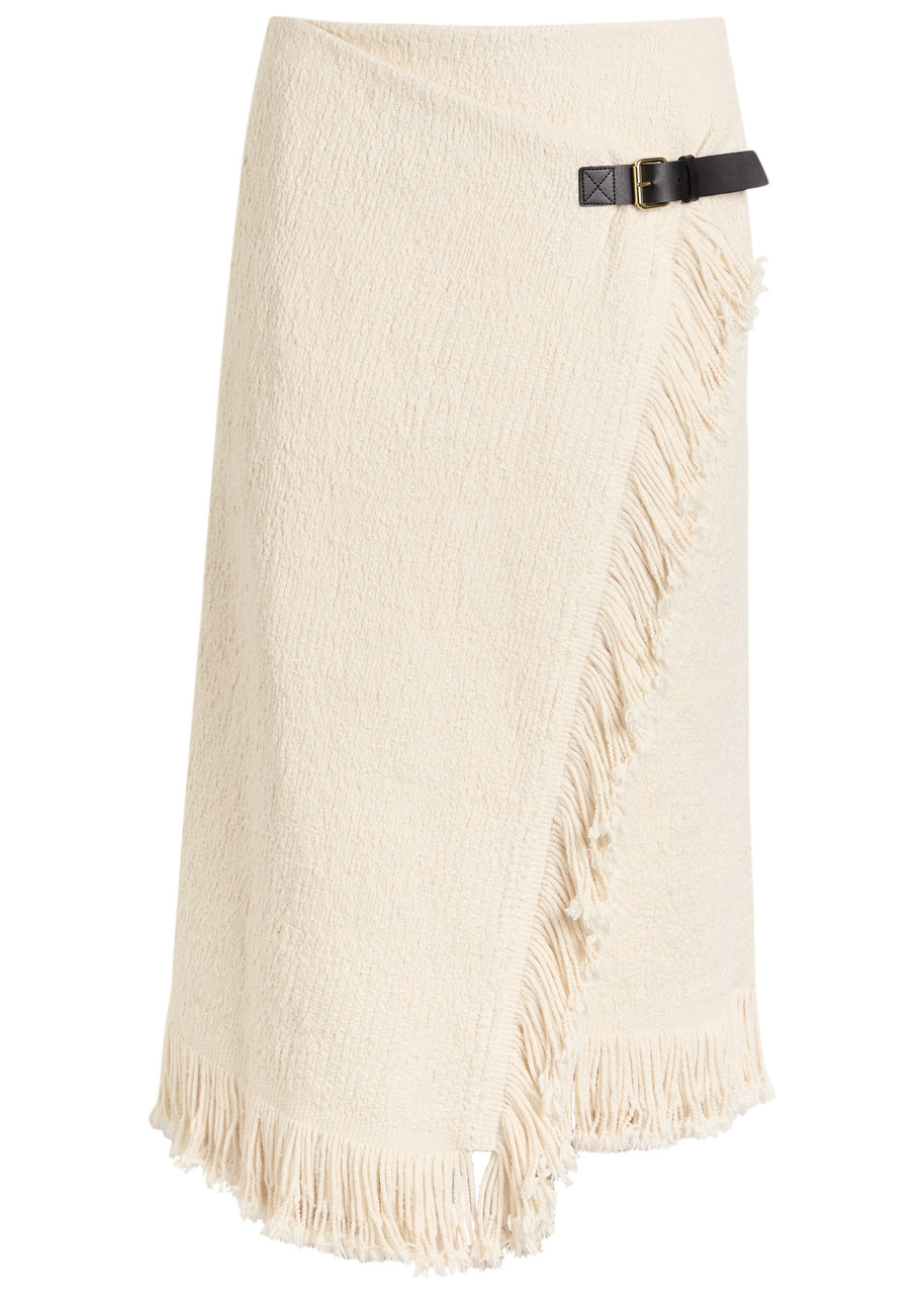 Isabel Marant Galla Asymmetric Cotton And Linen-blend Midi Wrap Skirt In Sand