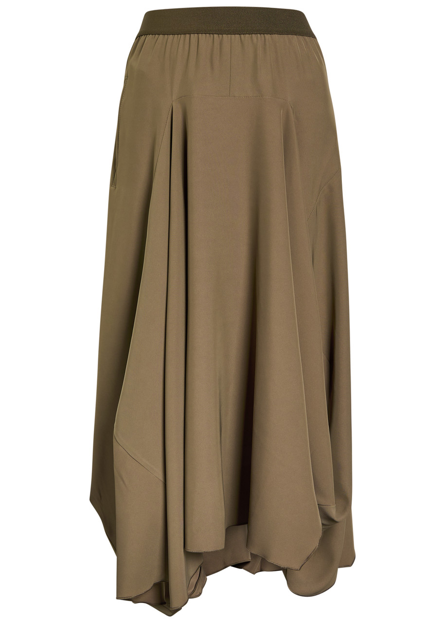 High Aubrey Draped Stretch-jersey Midi Skirt In Green