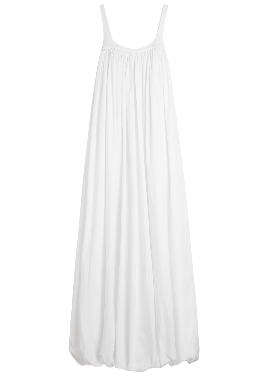 Armarium Nora Pleated Cotton-poplin Maxi Dress In White