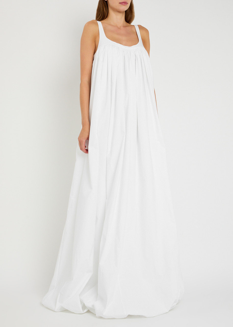 Armarium Nora Pleated Cotton-poplin Maxi Dress In White