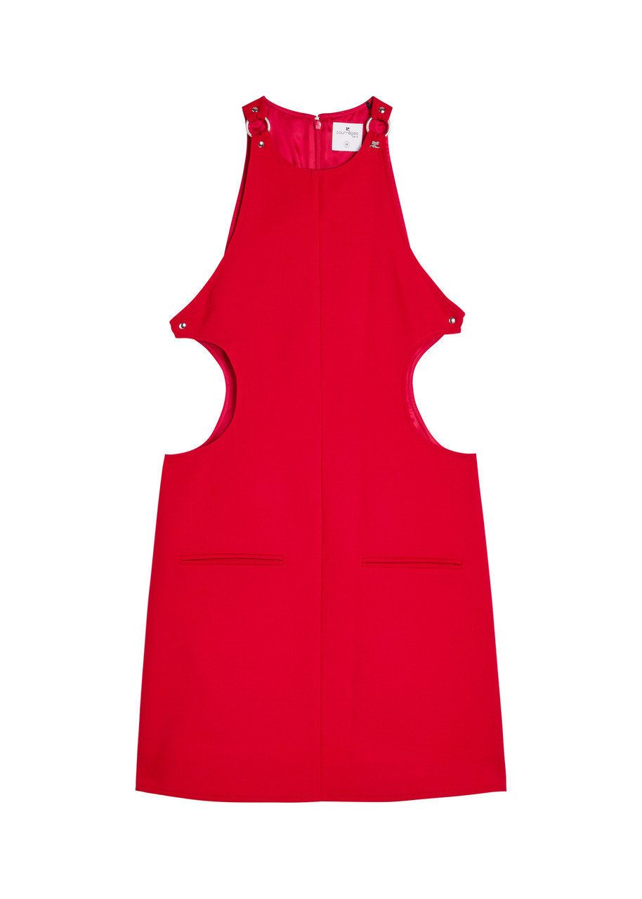 Courrèges Cut-out Wool-blend Mini Dress In Red