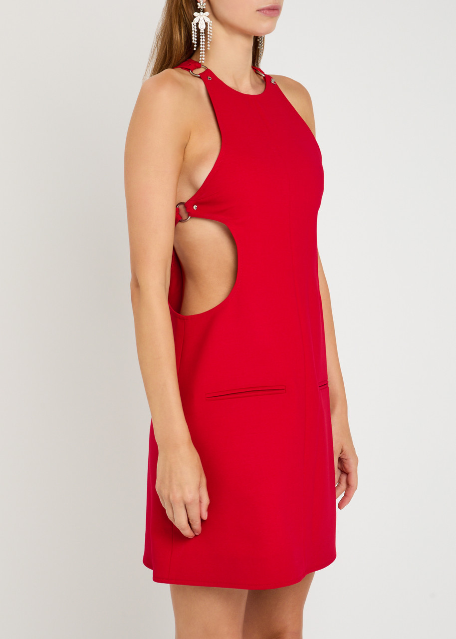 Courrèges Cut-out Wool-blend Mini Dress In Red