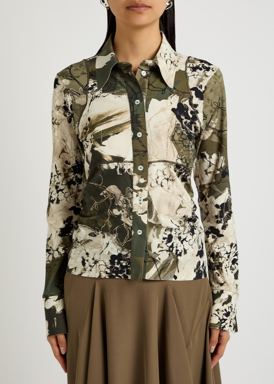 High Slide Floral-print Stretch-nylon Shirt In Multi