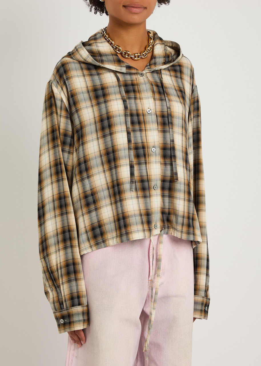 Acne Studios Hooded Woven Shirt In Multi