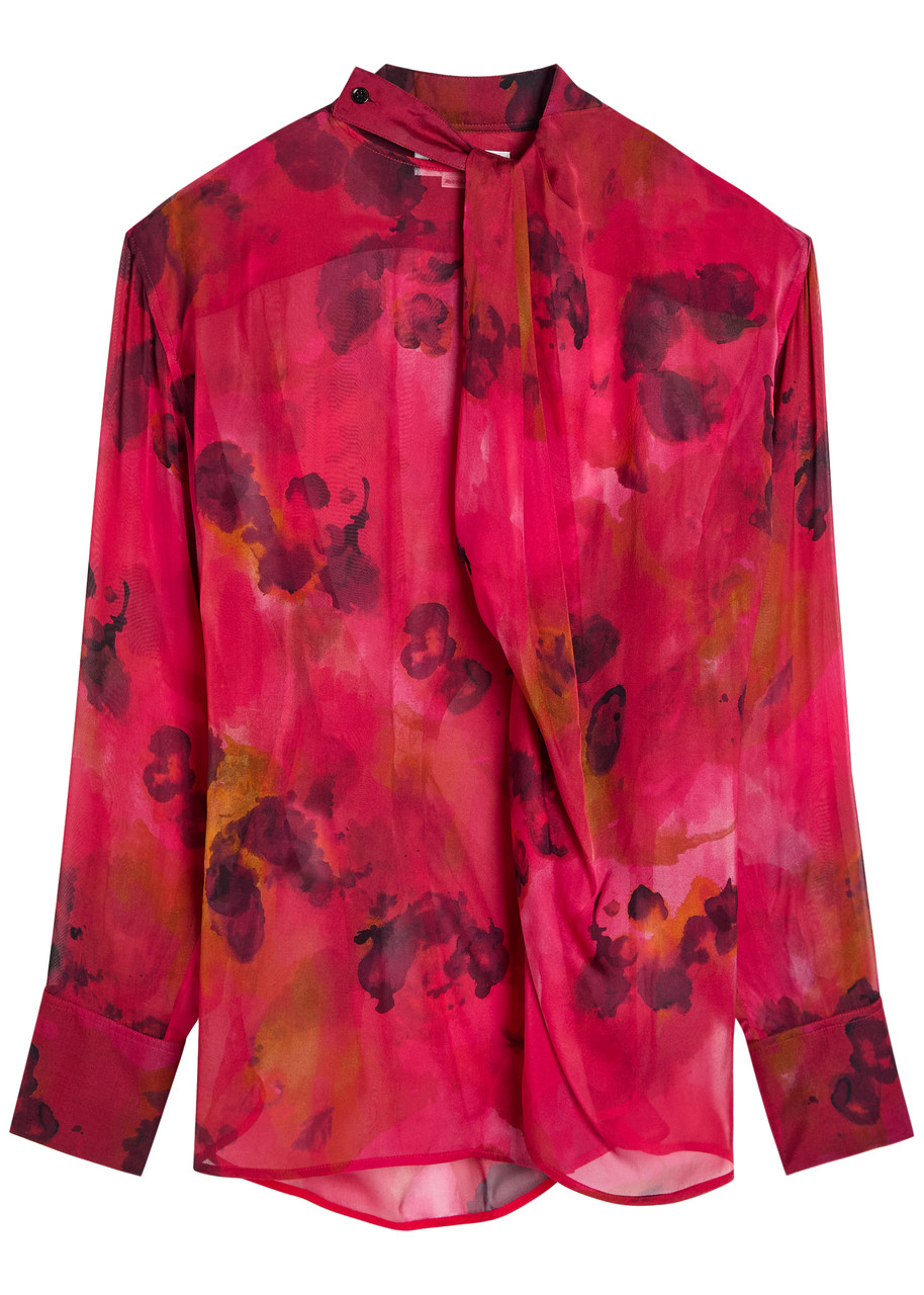 Victoria Beckham Draped Floral Silk-chiffon Blouse - Multi Print - 8 (UK8 / S)