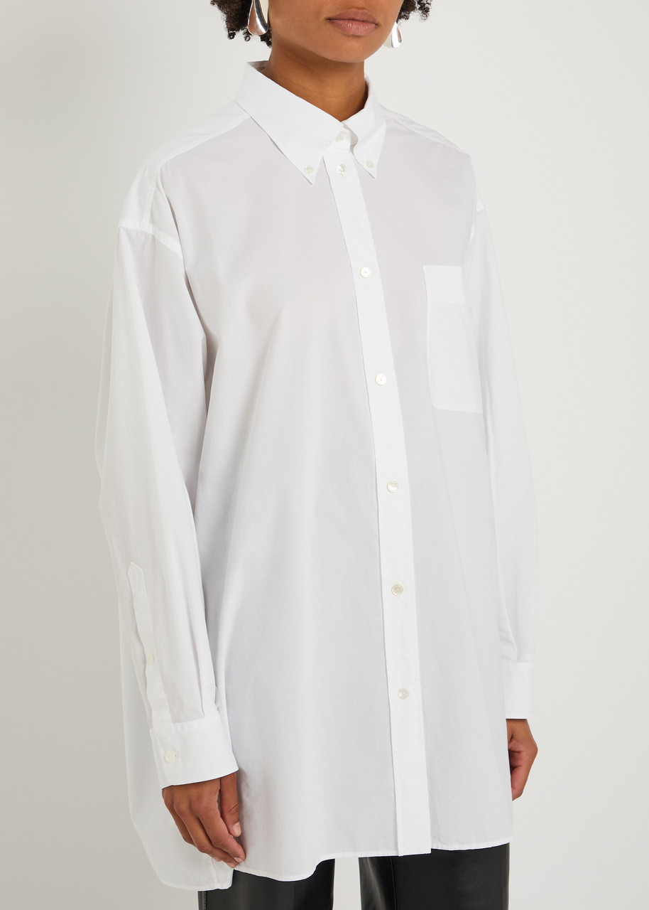 The Row Luka Oversized Cotton-poplin Shirt In White
