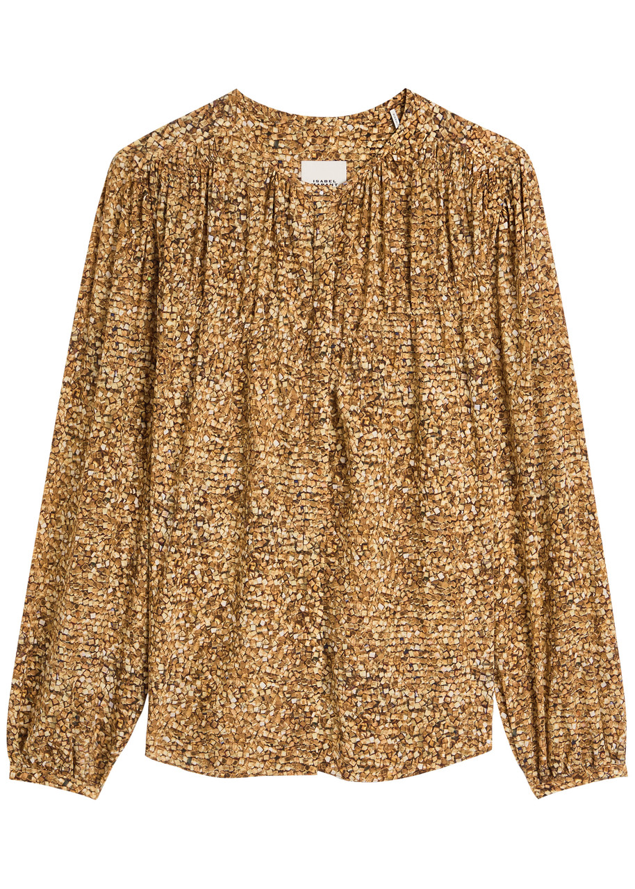 Isabel Marant Sally Printed Silk-chiffon Top In Black