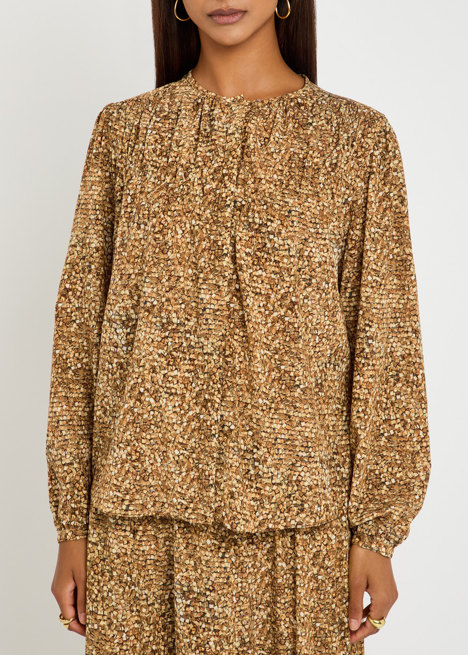 Isabel Marant Sally Printed Silk-chiffon Top In Black