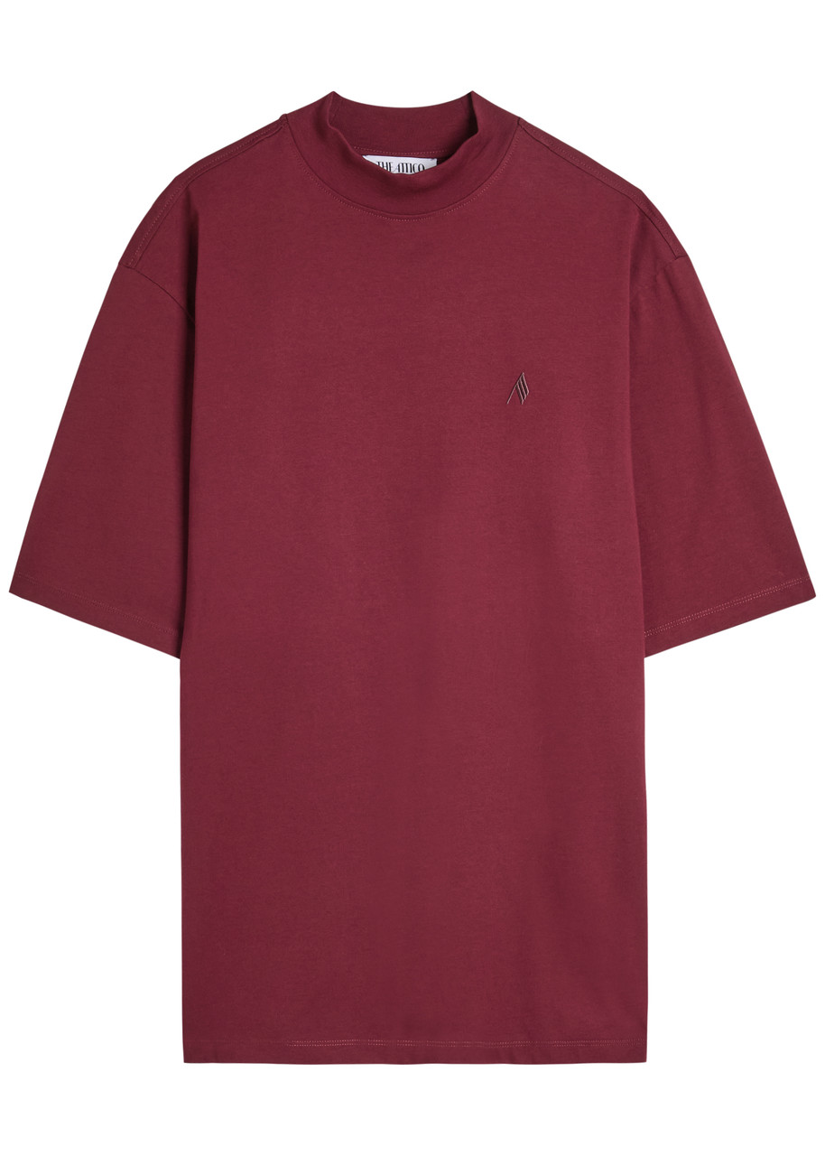 Attico Side-slit T-shirt In Burgundy