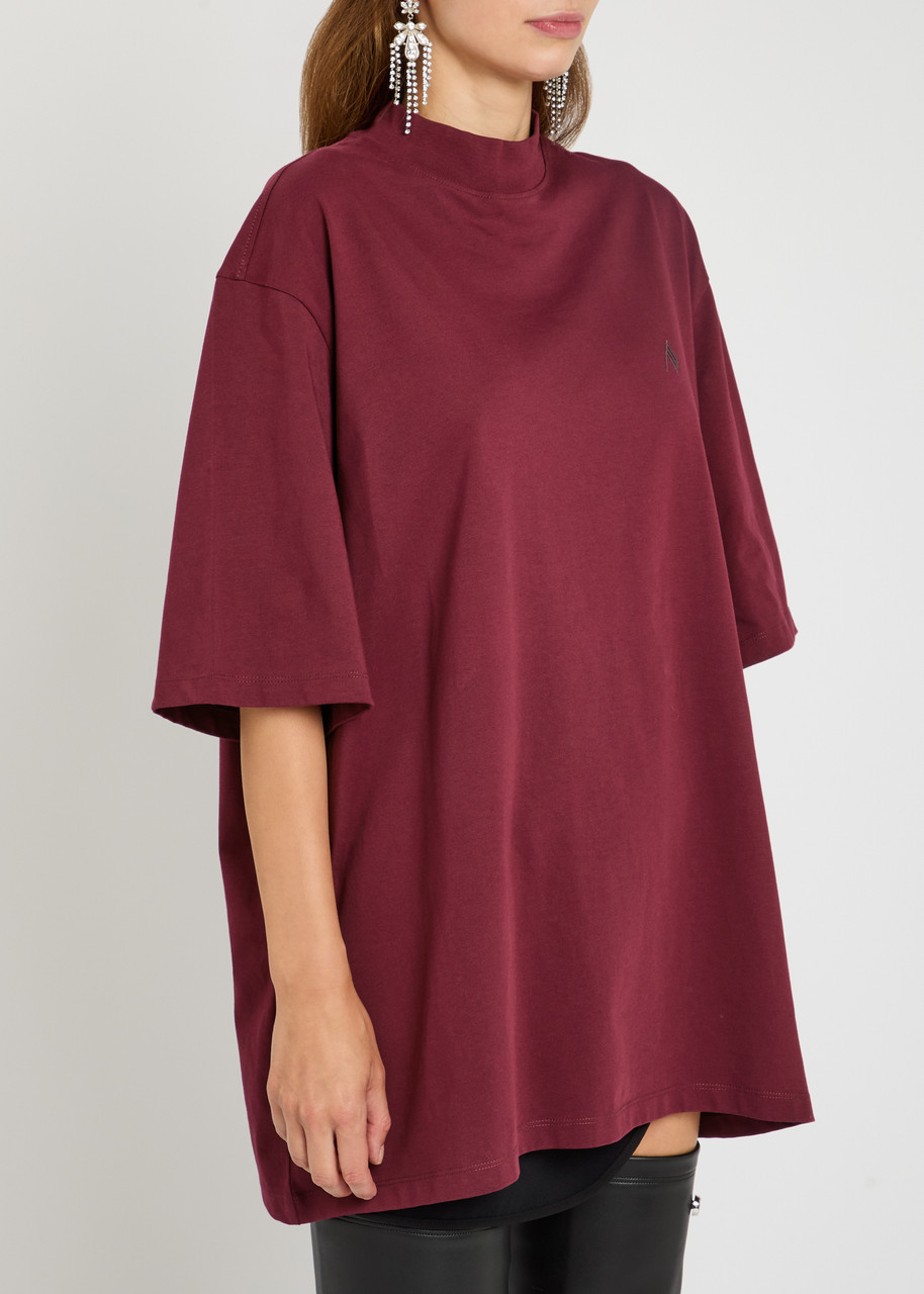 Attico Side-slit T-shirt In Burgundy