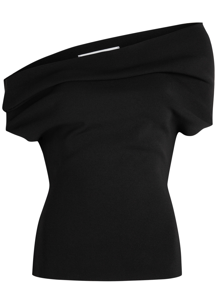 Armarium Debra Asymmetric Stretch-knit Top In Black