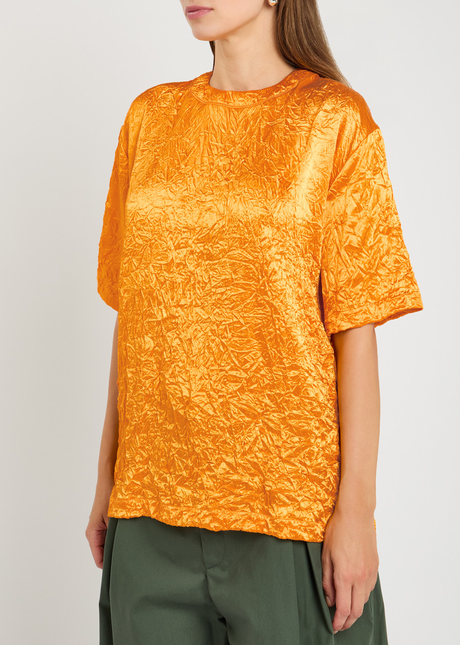 Armarium Viky Crinkled Satin T-shirt In Orange