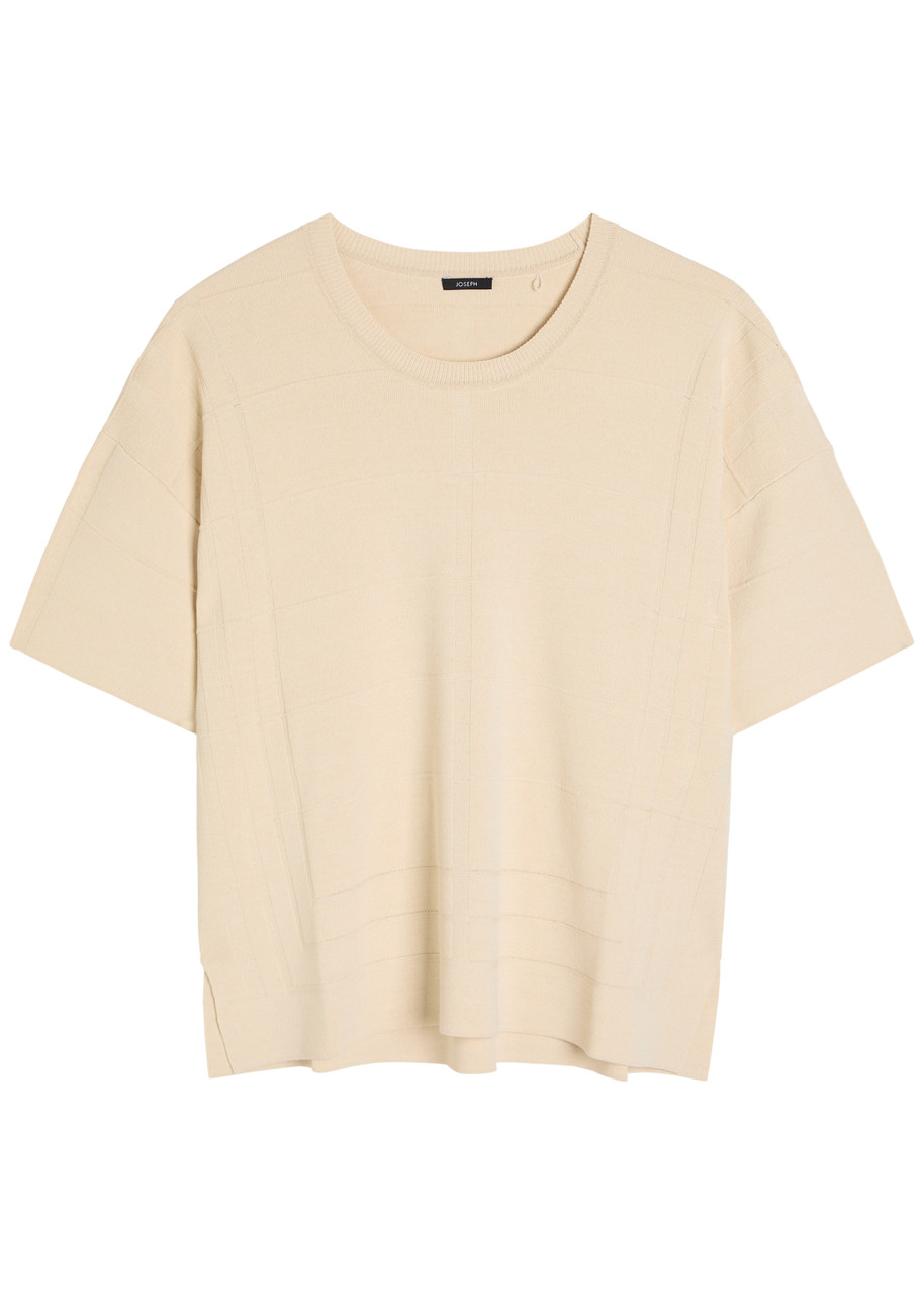 Joseph Crop Tee Viscose Animation Fine-knit T-shirt In White