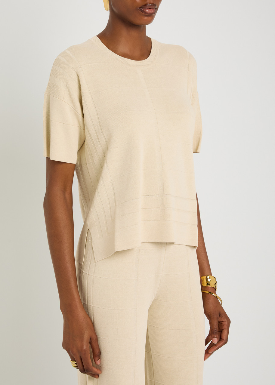 Joseph Crop Tee Viscose Animation Fine-knit T-shirt In White