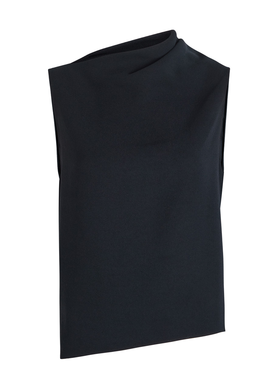 Vince Asymmetric Drape Sleeveless Top In Multi