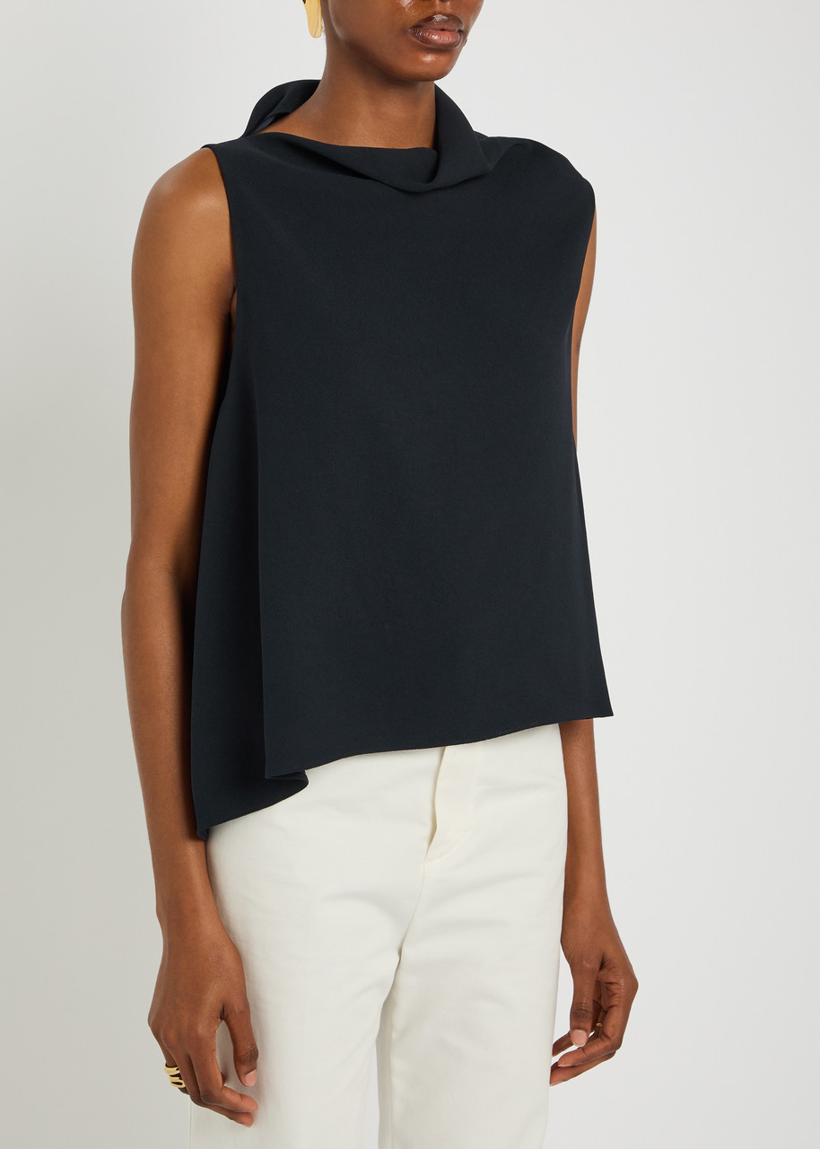 Vince Asymmetric Drape Sleeveless Top In Multi