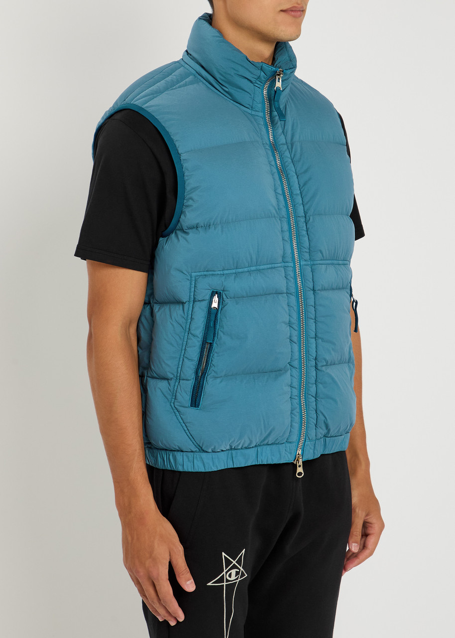 Stone Island Quilted Logo-patch Gilet In Blue