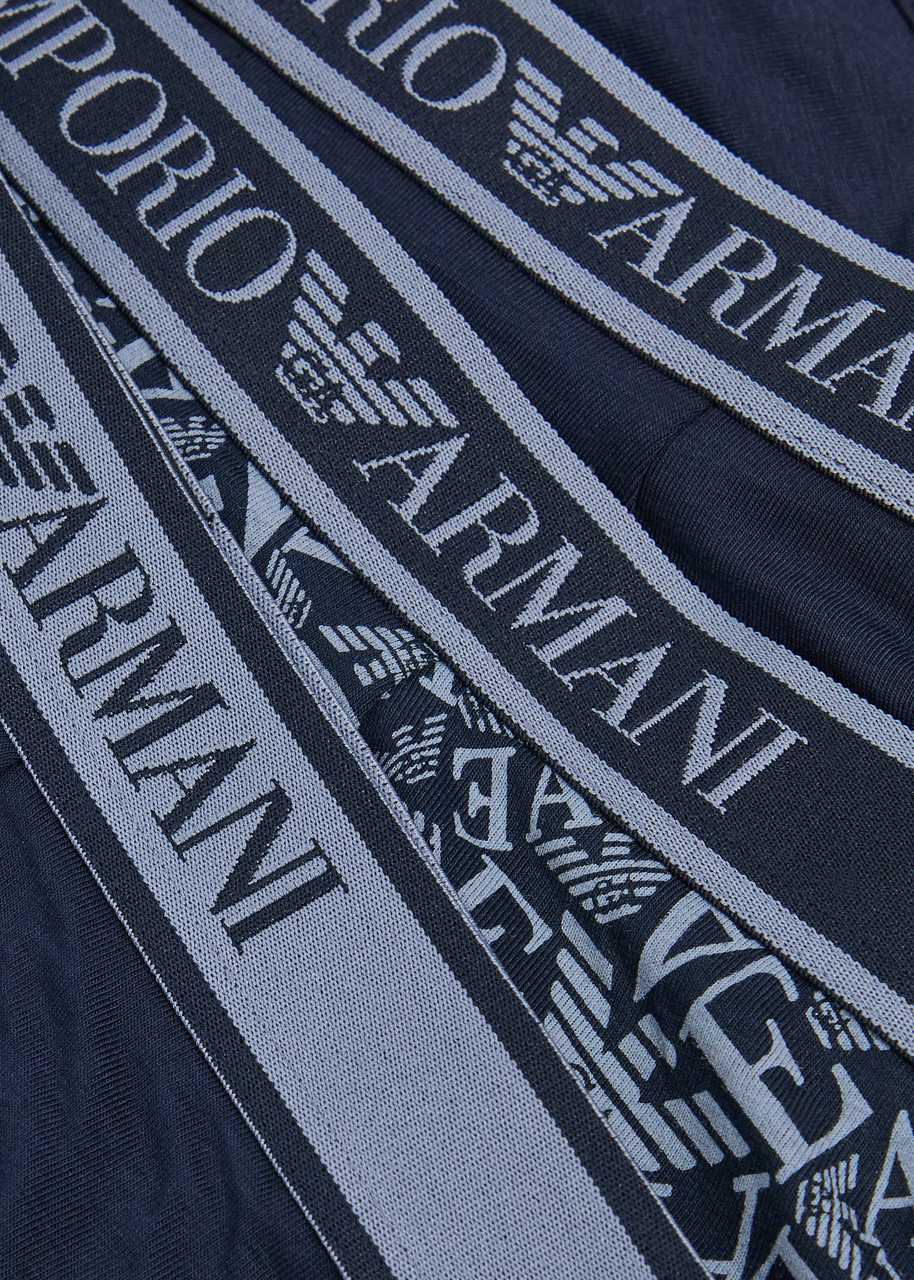 Emporio Armani Logo-jacquard Stretch-cotton Trunks In Blue
