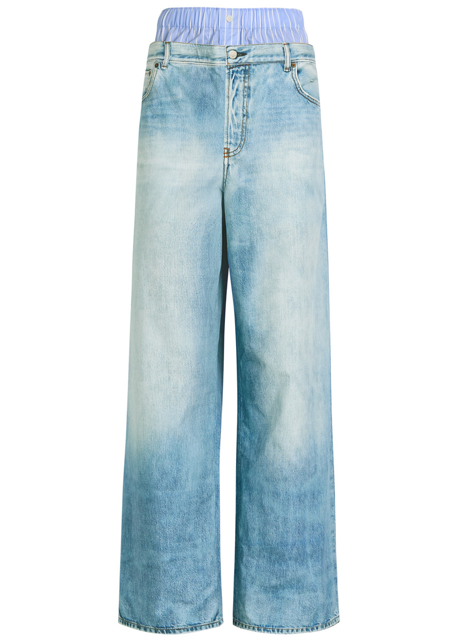 Acne Studios Jeans-effect Cotton Trousers In Multi