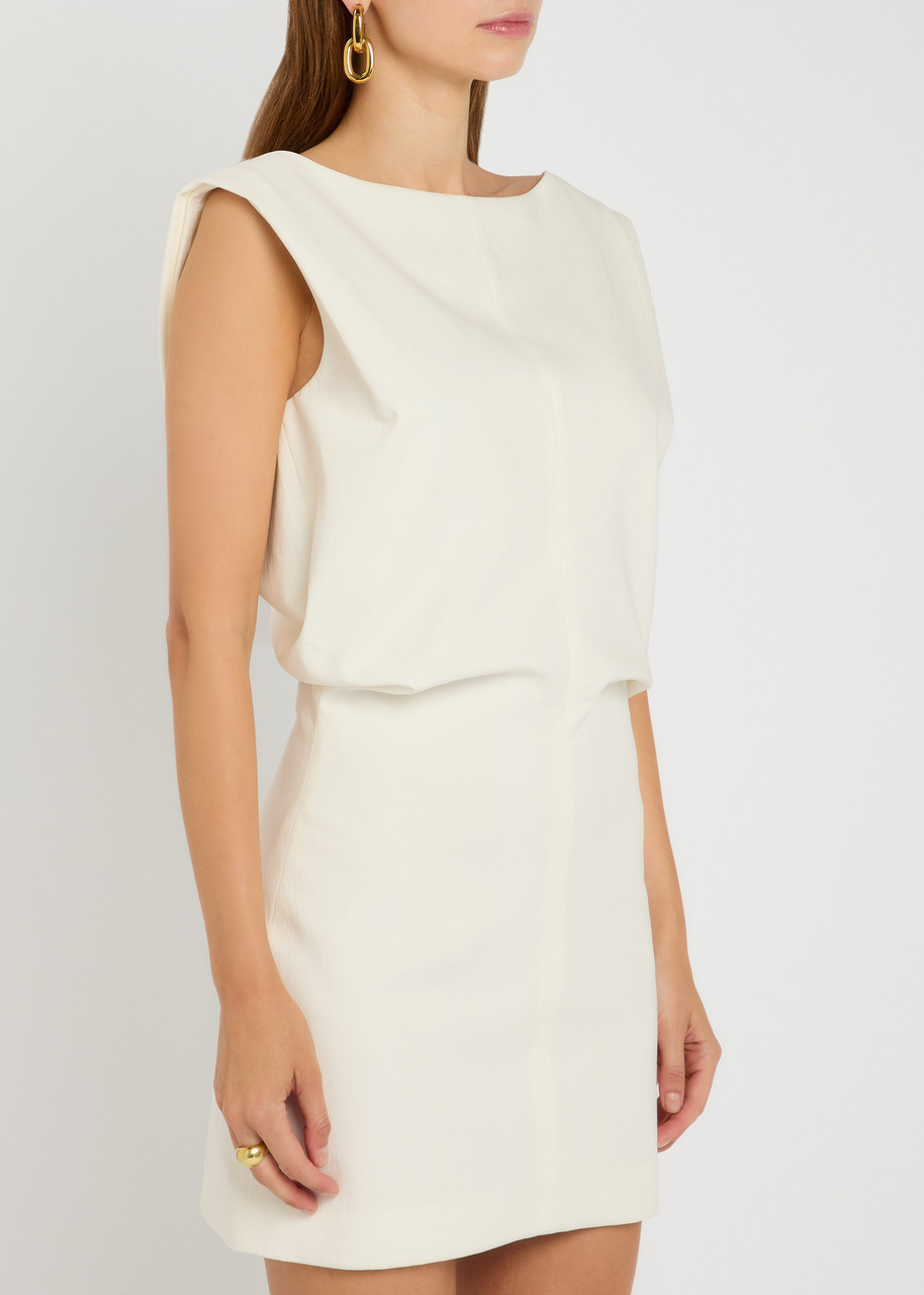 Khaite Toma Sculpted Cotton-canvas Mini Dress In White