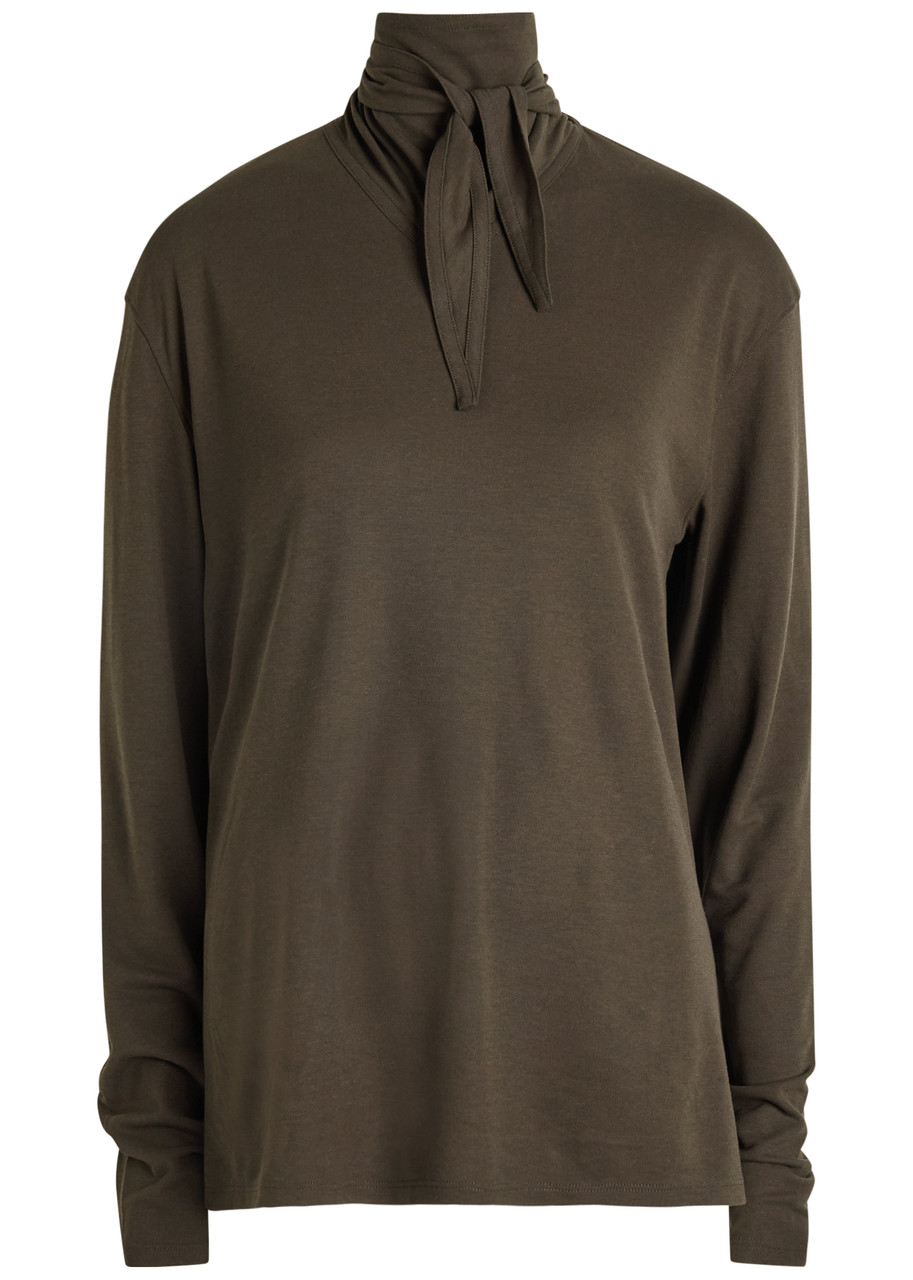 Lemaire Tie-embellished Cotton Top In Brown