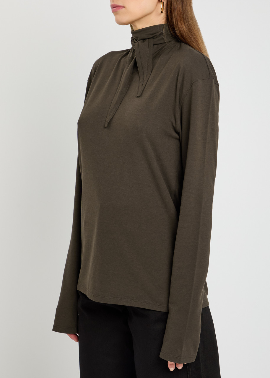 Lemaire Tie-embellished Cotton Top In Brown
