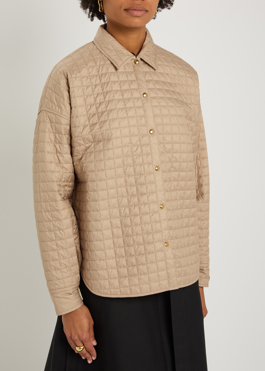 Moncler Microfiber Quilted Reversible Shacket In Neutral