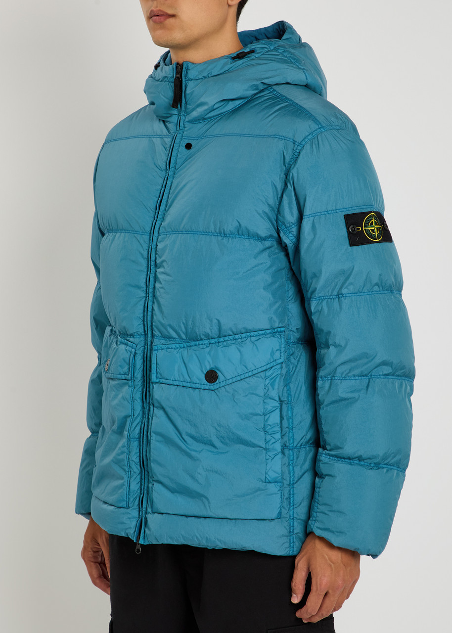Stone Island Ripstop Hooded Shell Jacket In Blue