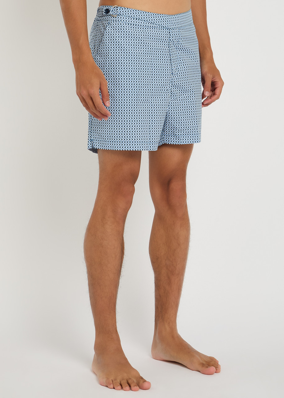 Gusari The Deia Printed Shell Swim Shorts In Blue