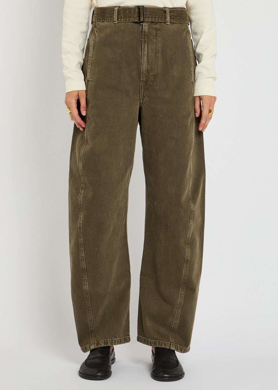 Lemaire Twisted Belted Pants Espresso In Green