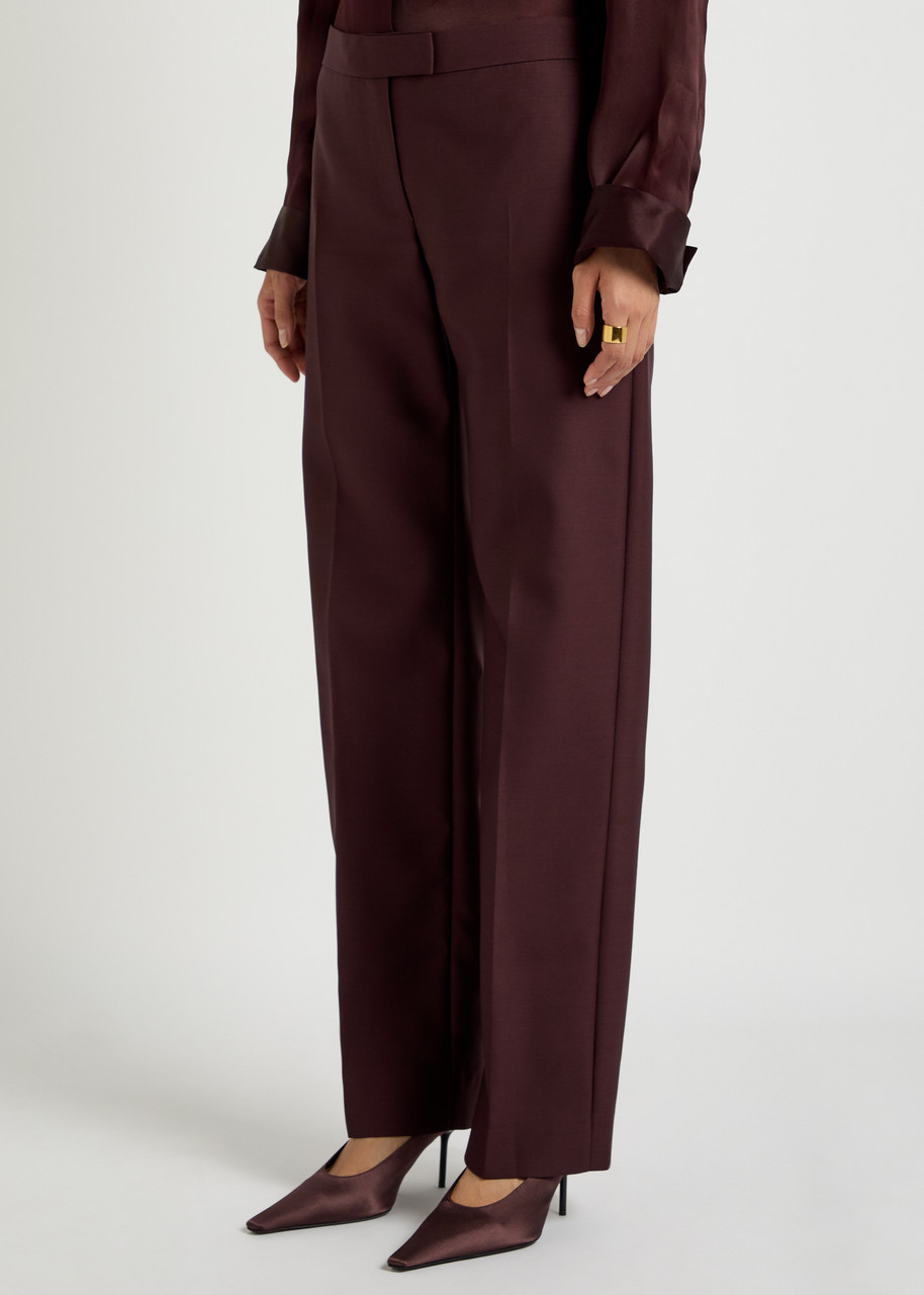 Khaite Callen Wool-blend Trousers In Burgundy
