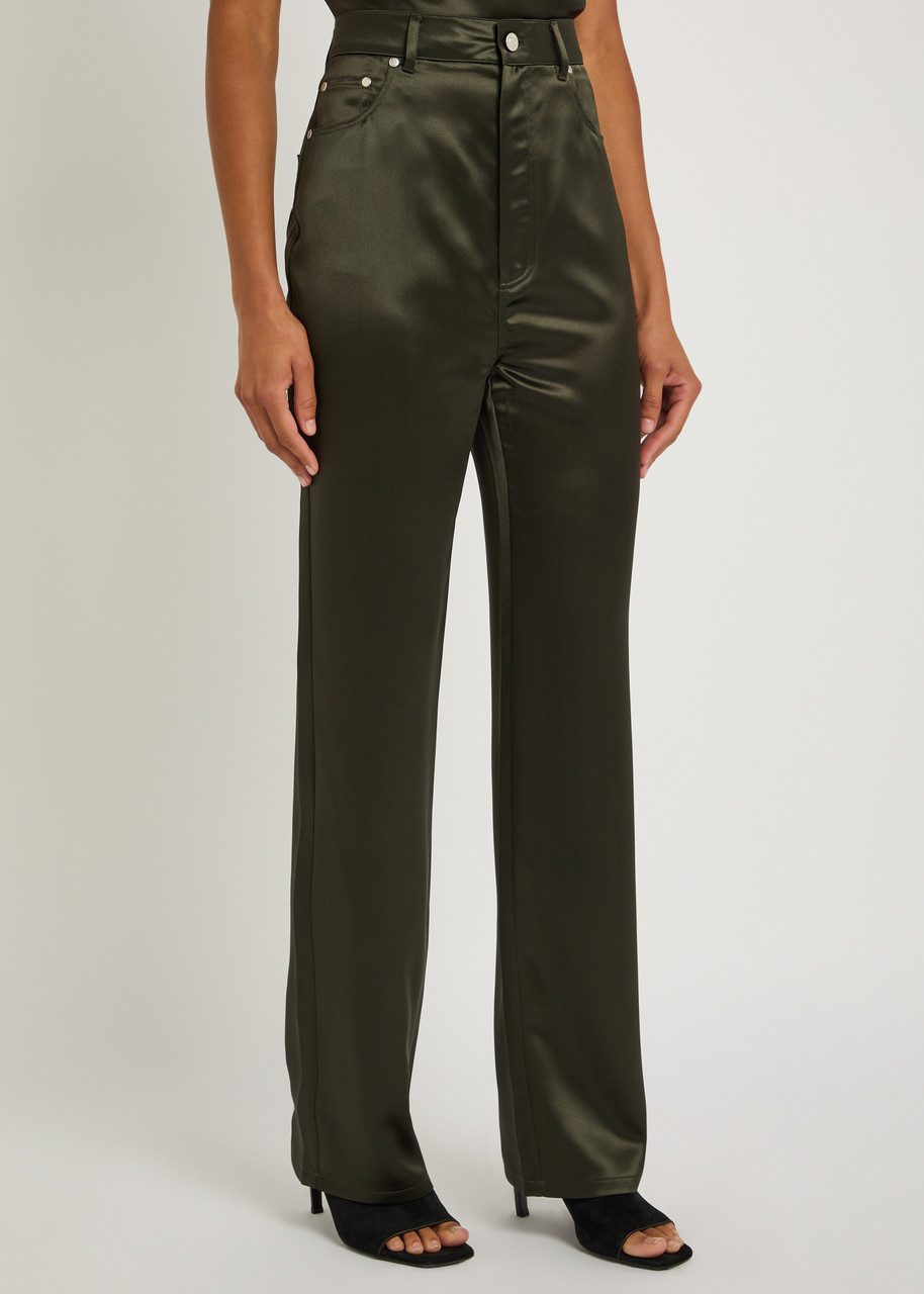 Nanushka Tita Straight-leg Satin Pants In Gold