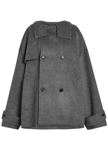 JW ANDERSON Double-breasted hooded wool pea coat | Harvey Nichols