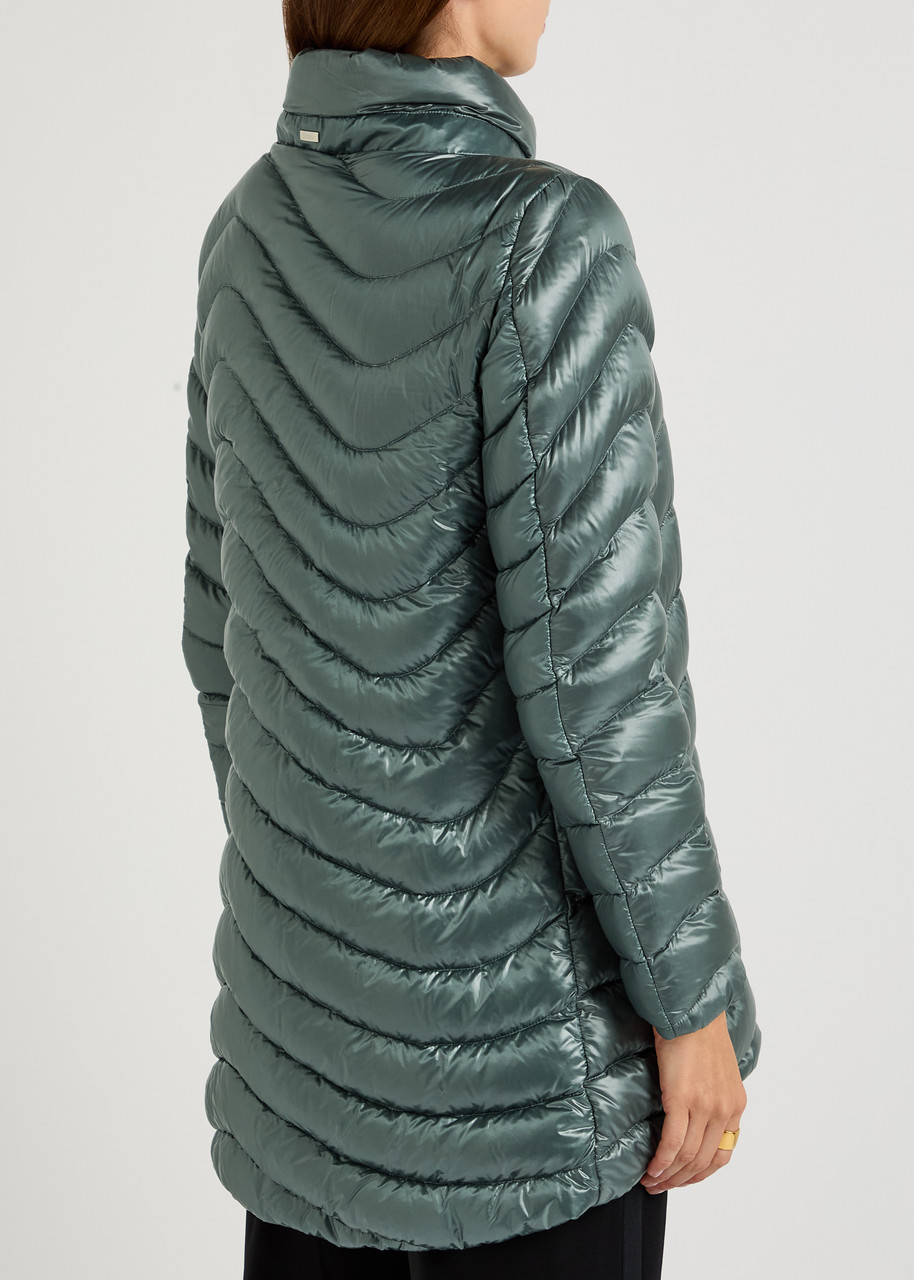  Herno Quilted Glossed Shell Jacket - Blue - 50 (uk18 / Xxl) 