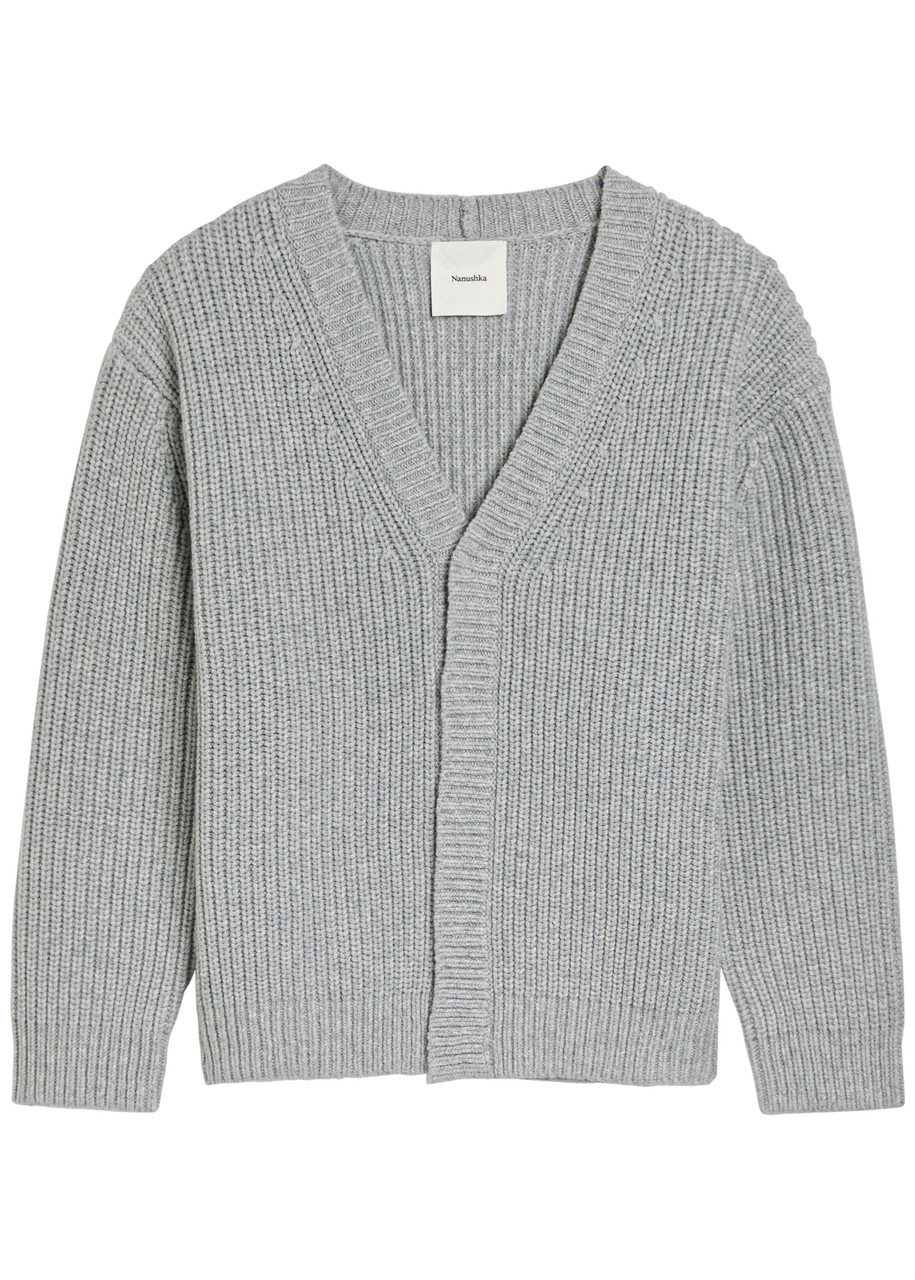 Nanushka Varten Wool And Cashmere-blend Cardigan In Blue