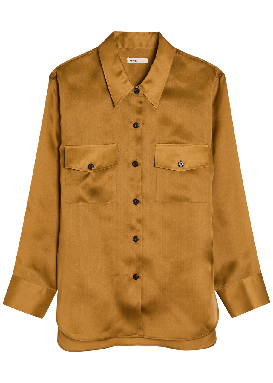 Khaite Ocher Compact Organza Matteo Shirt In Yellow