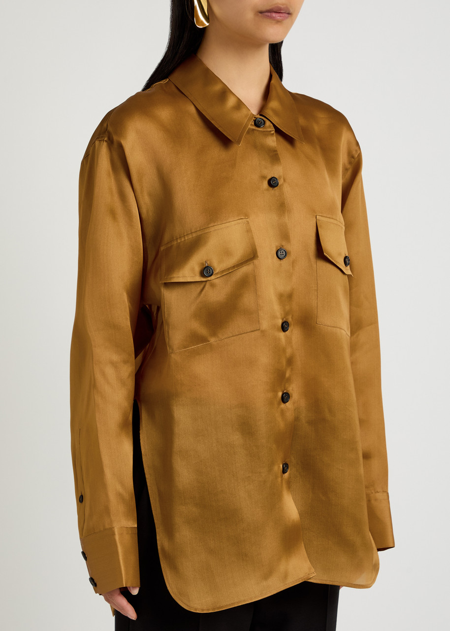 Khaite Ocher Compact Organza Matteo Shirt In Yellow