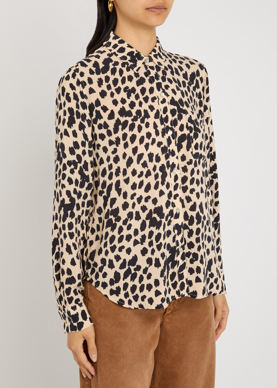 Rails Josephine Leopard-print Jersey Shirt In Brown