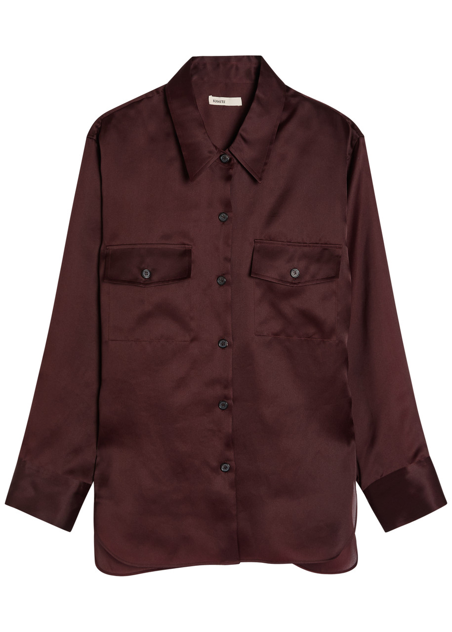 Khaite Womens Almandine Matteo Relaxed-fit Silk Shirt In Burgundy