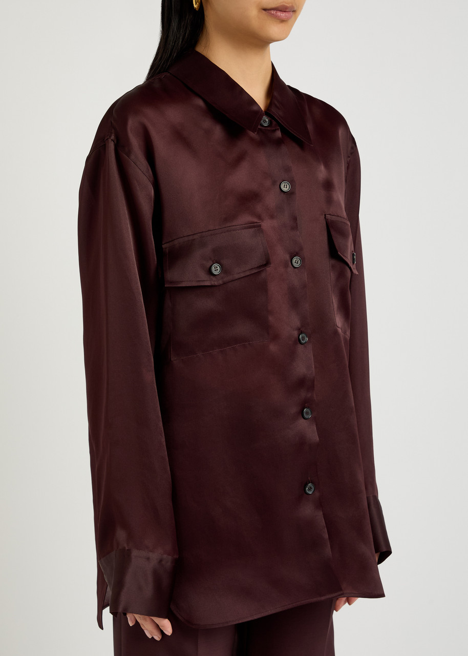 Khaite Womens Almandine Matteo Relaxed-fit Silk Shirt In Burgundy