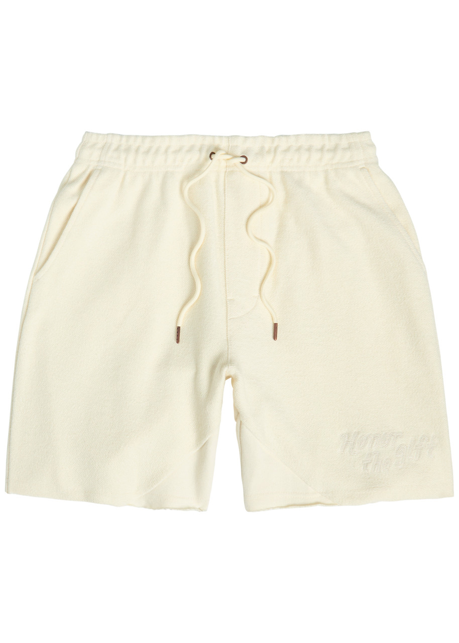 Honor The Gift Mens Bone Block Party Embroidered-text Cotton-jersey Shorts Xl In White