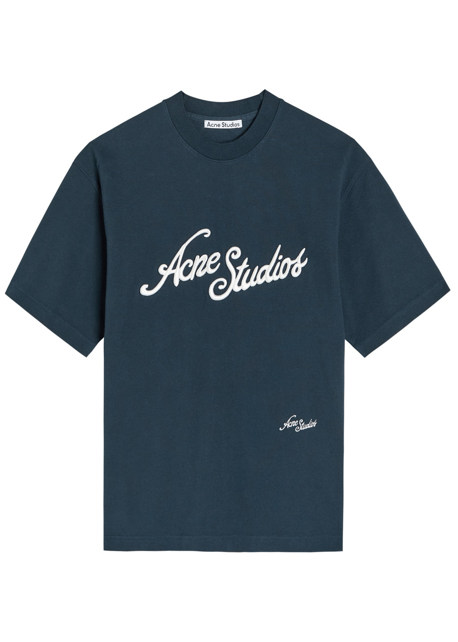Acne Studios Logo-embroidered T-shirt In Blue