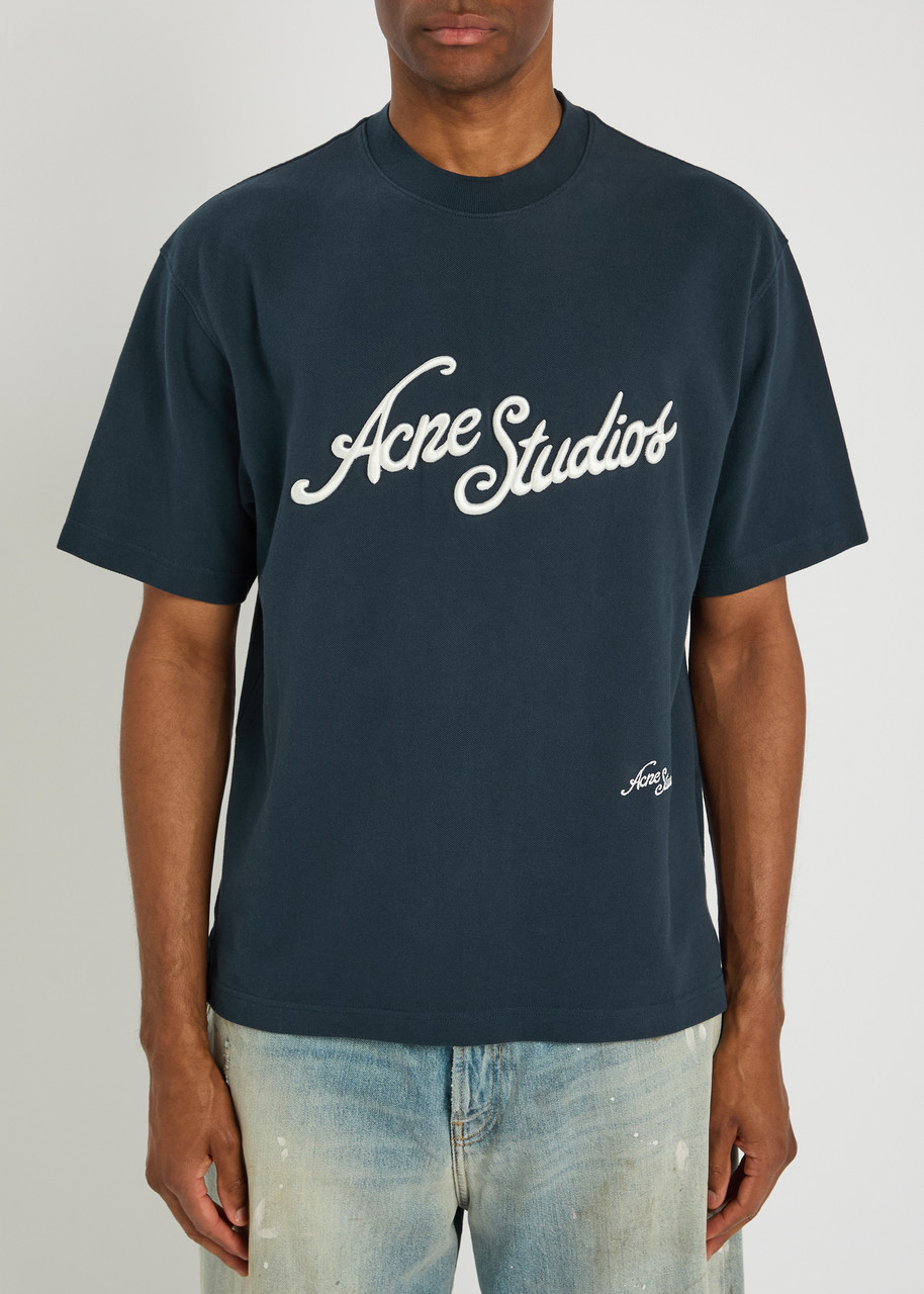 Acne Studios Logo-embroidered T-shirt In Blue