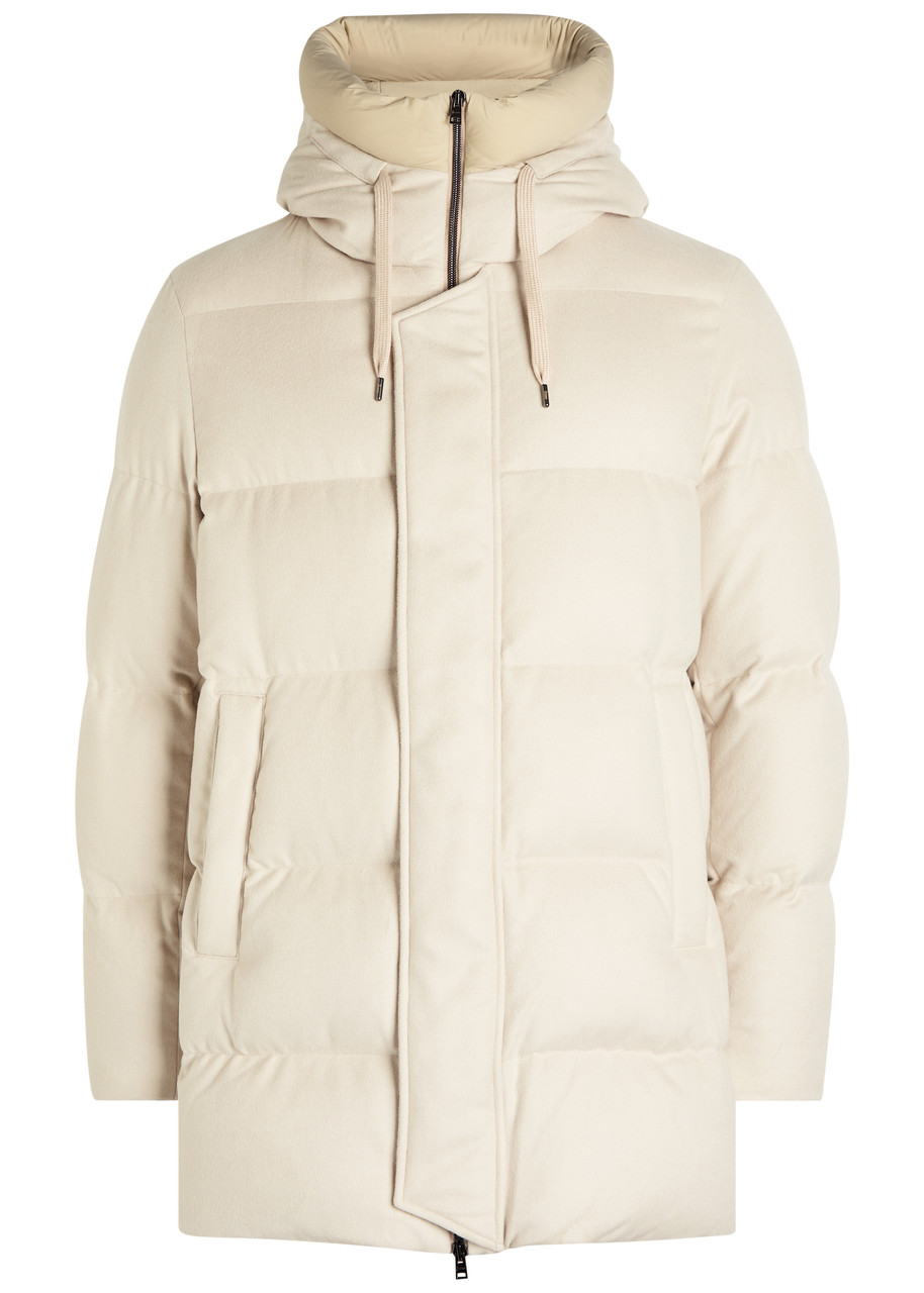 Herno Padded Silk and Cashmere-blend Parka Coat - Stone - 54 (UK44 / Xxl)