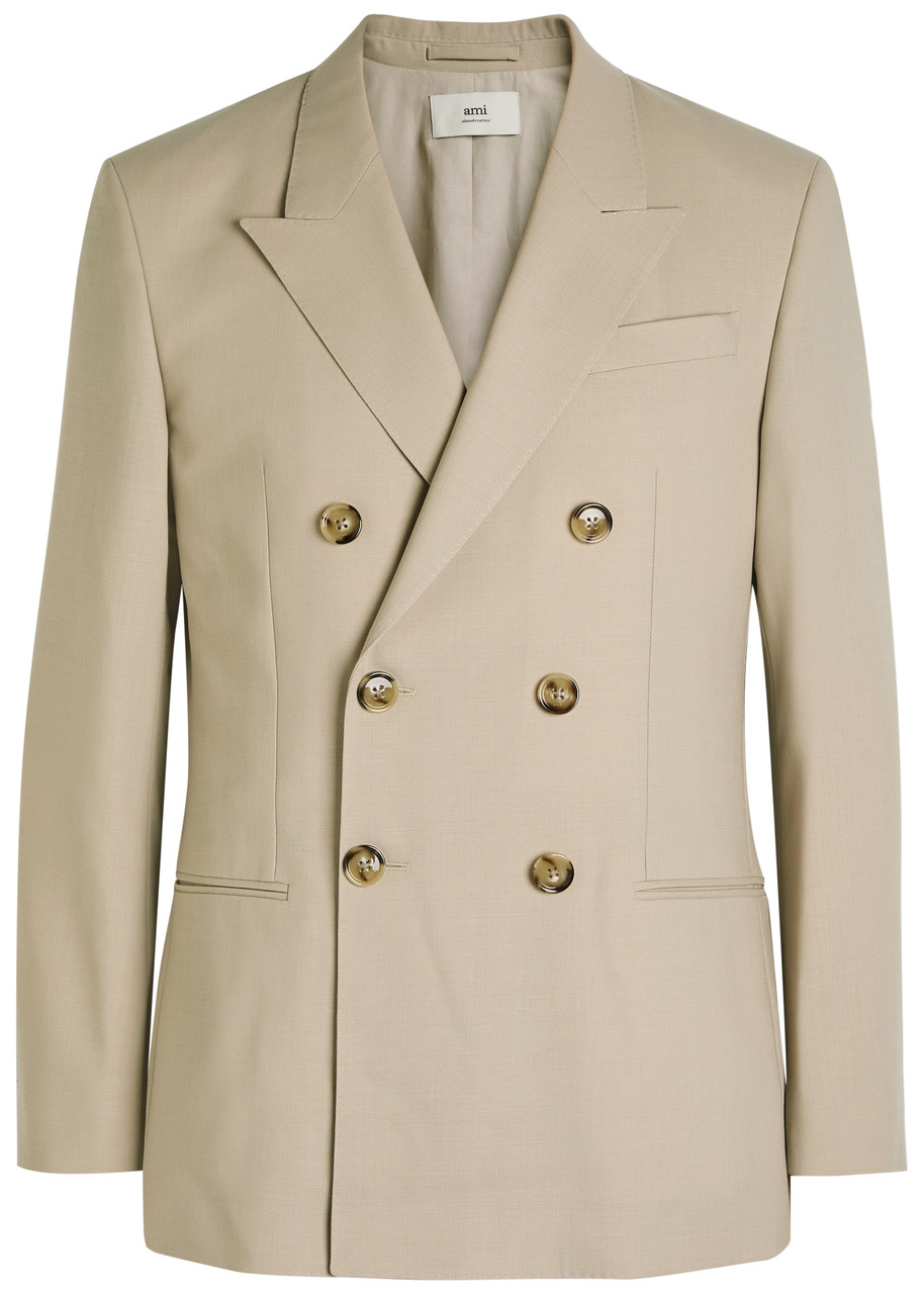 Ami Alexandre Mattiussi Ami Paris Double-breasted Wool Blazer In White
