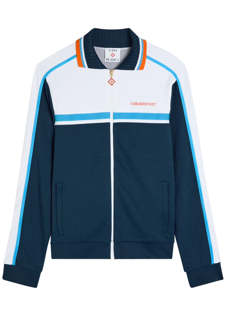 Casablanca Ribbed Collar Side Pockets Track Jacket In Blue