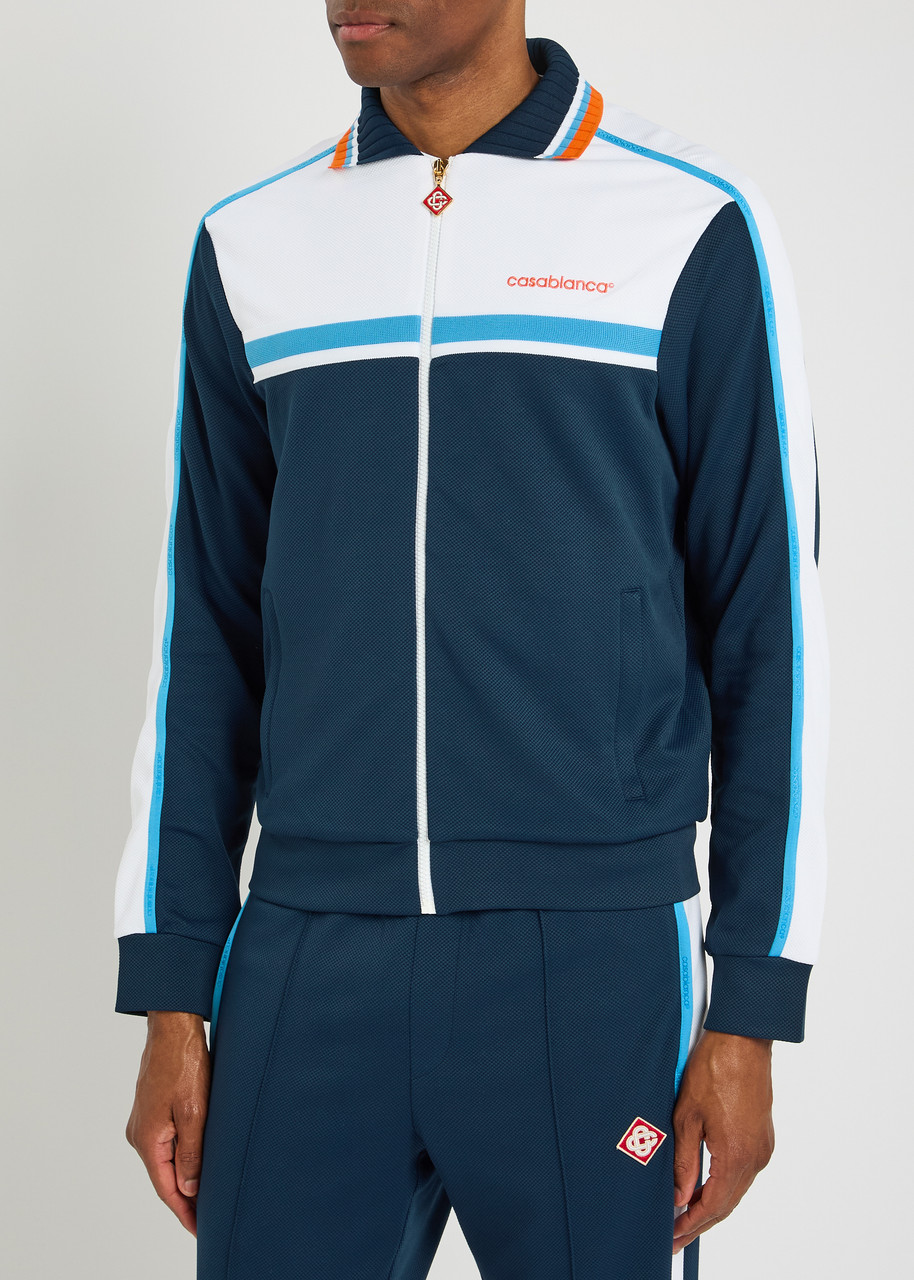 Casablanca Ribbed Collar Side Pockets Track Jacket In Blue